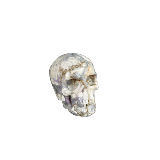 2.2" Blue Flower Agate Crystal Skull Carving - Unique Piece #BF04
