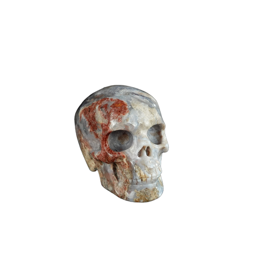 2.2" Blue Flower Agate Crystal Skull Carving - Unique Piece #BF16