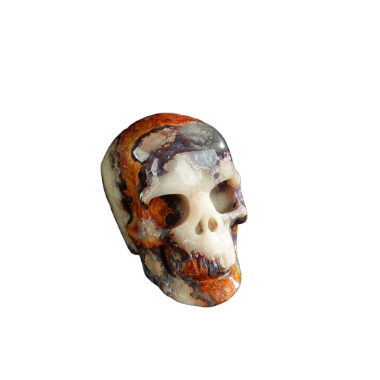3.0" Blue Flower Agate Crystal Skull Carving - Unique Piece #BF12
