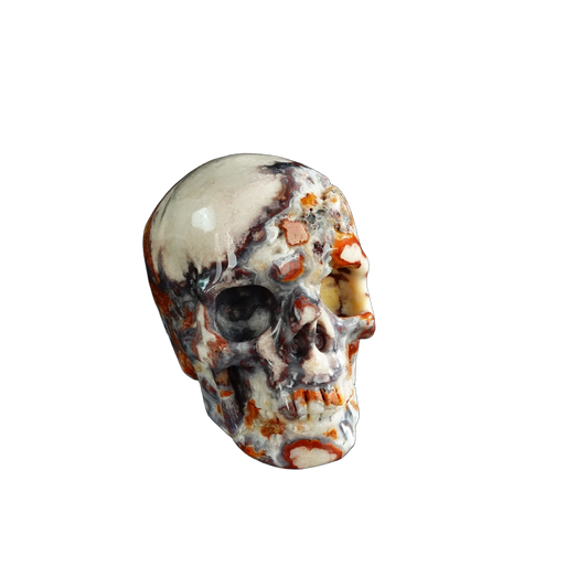 3.0" Blue Flower Agate Crystal Skull Carving - Unique Piece #BF18