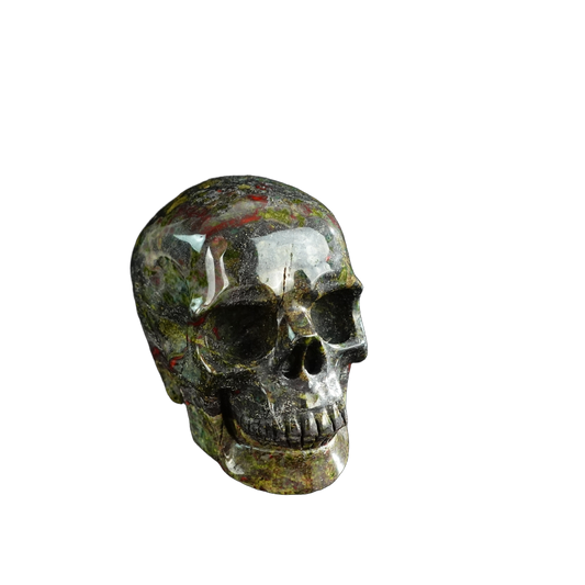 3.0" Dragon Blood Jasper Crystal Skull Carving - Unique Piece #DB05