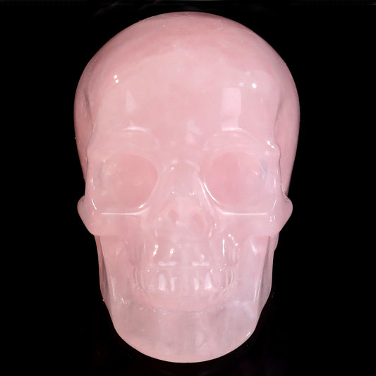3.0" Rose Quartz Crystal Skull Carving - Hand Carved Decor