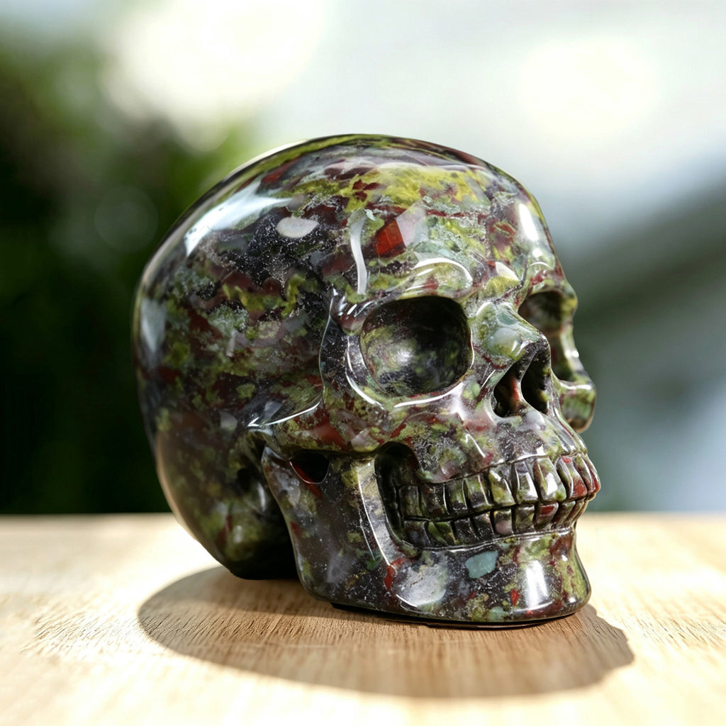3.0" Dragon Blood Jasper Crystal Skull Carving  #SKH30054