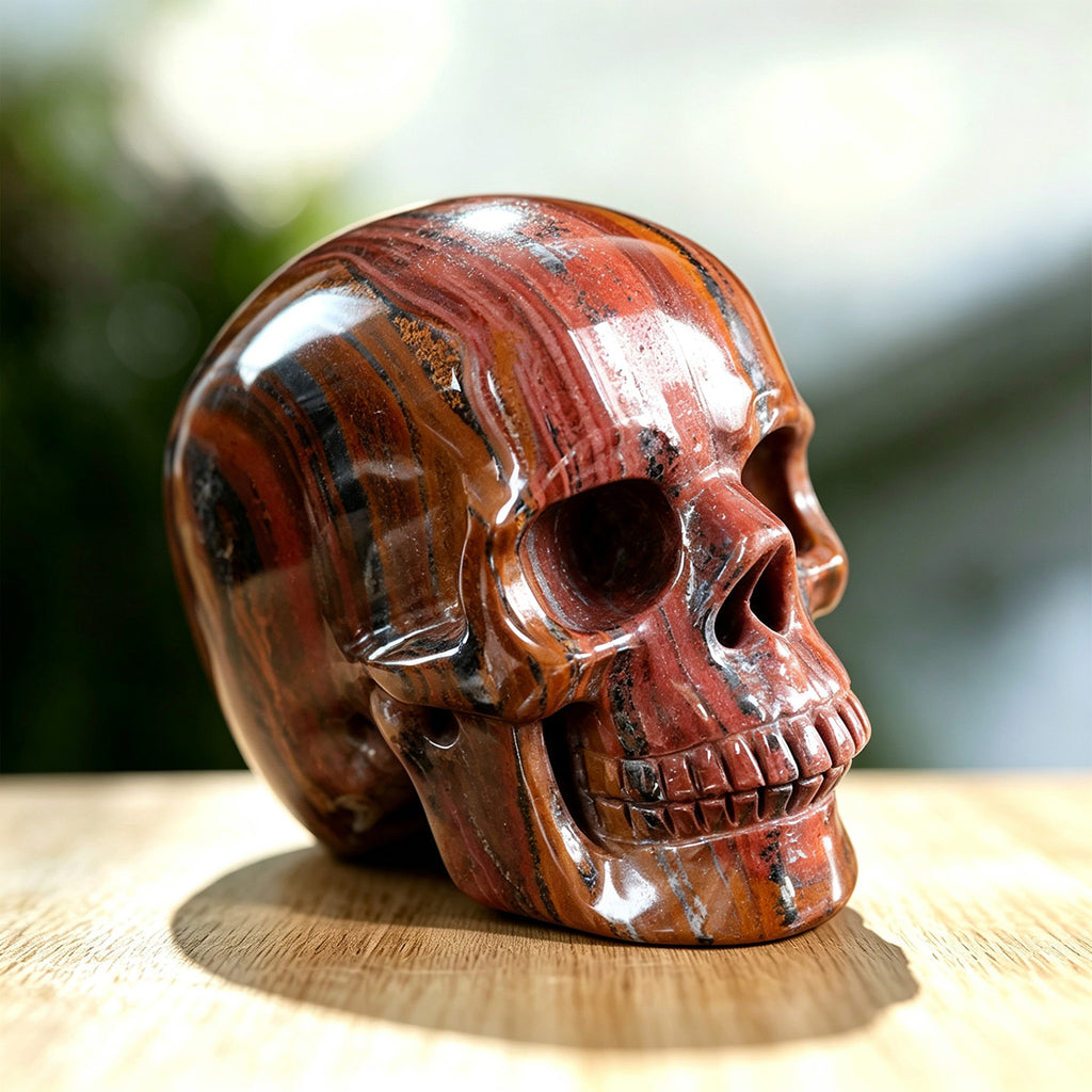 3.0" Tiger Iron Crystal Skull Carving  #SKHTI3001