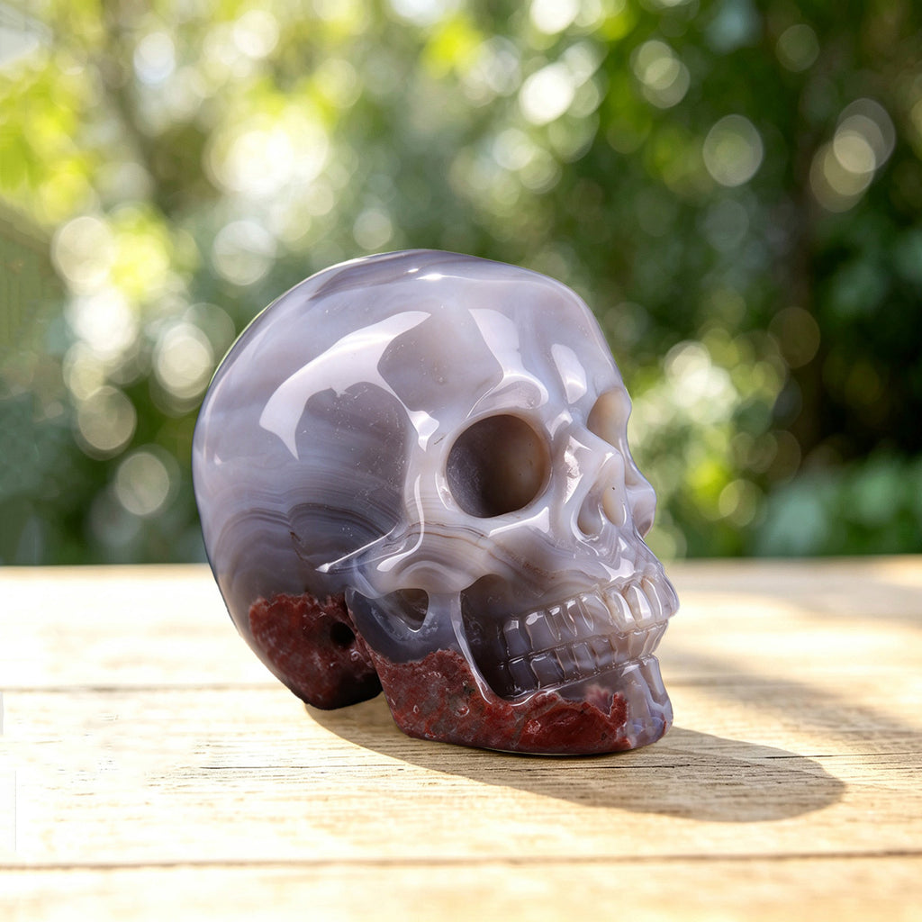 2.2" Solid Volcanic Agate Crystal Skull Carving  #SKH22049