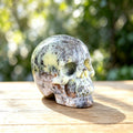 2.2" White Opal Human Skull Carving  #SKH22008