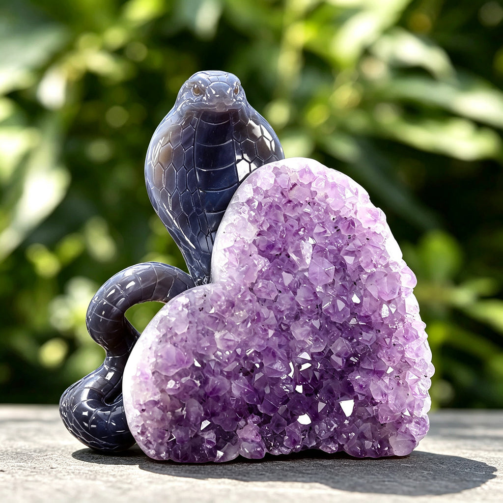 6.6" Druzy Agate Geode Carving  #GDC0009