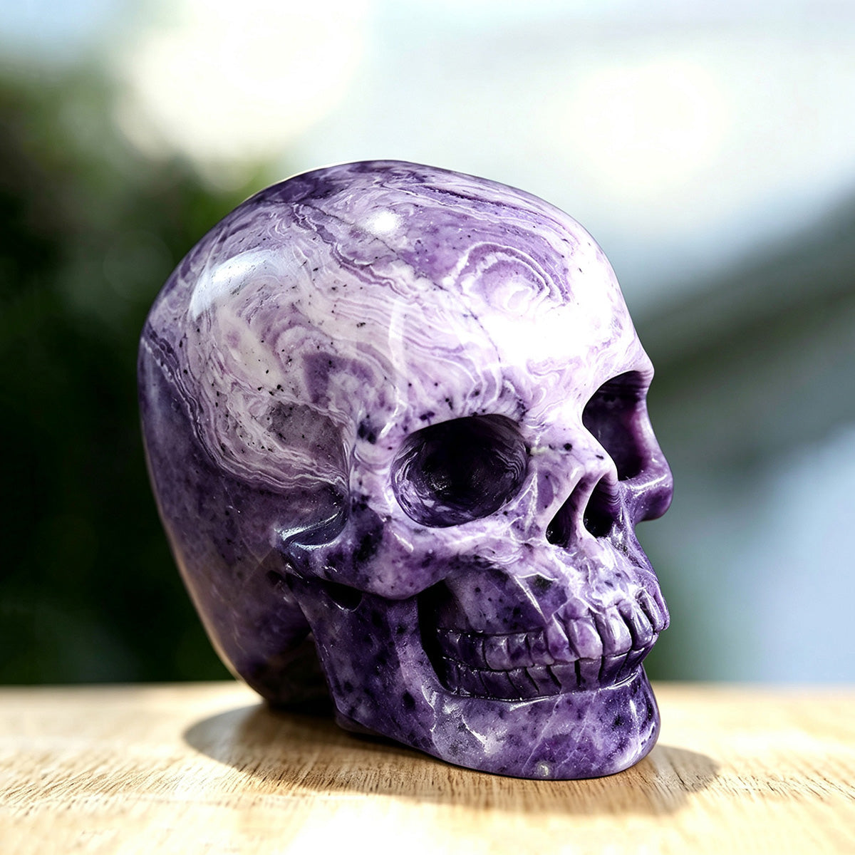 3.0" Purple Malachite Human Skull Carving  #SKH30006