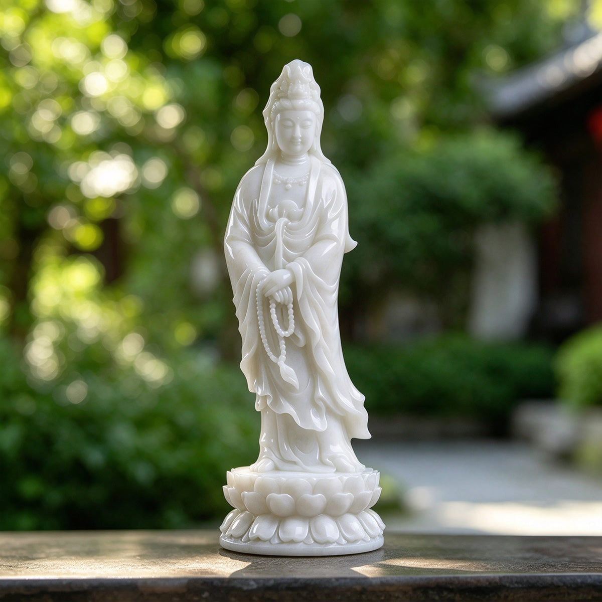 12.0" White Jade Crystal Kwan-Yin Carving  #CTC0026
