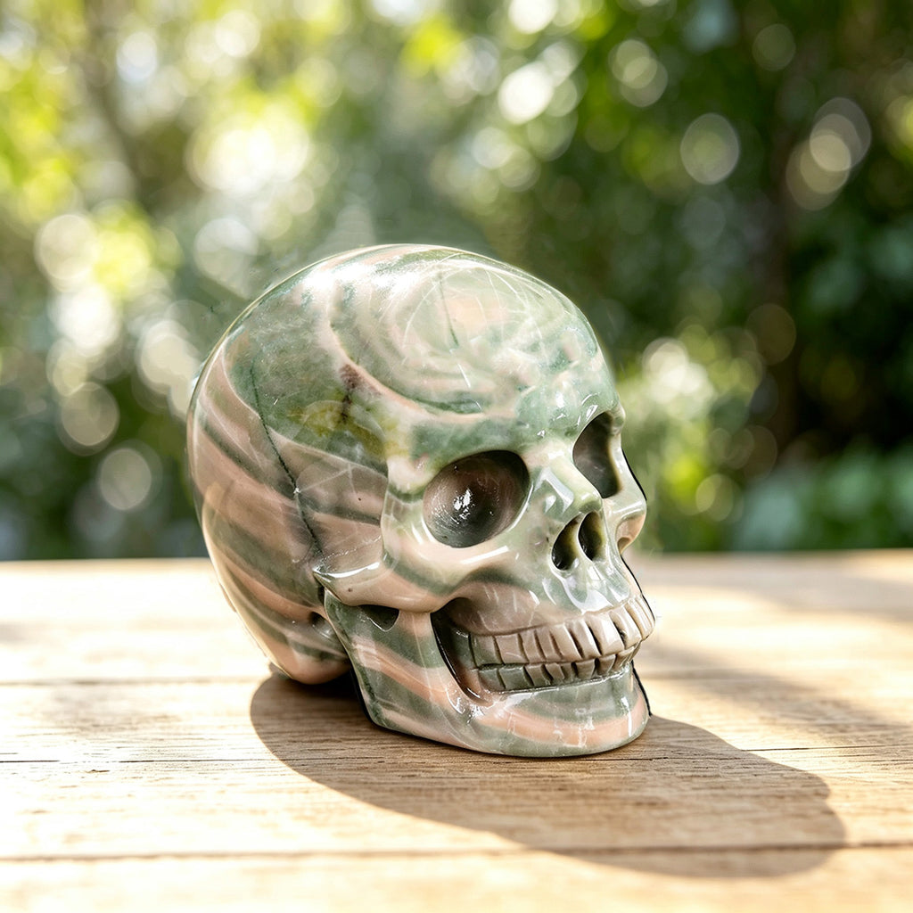 2.2" Nine Dragon Jade Crystal Skull Carving  #SKH22007