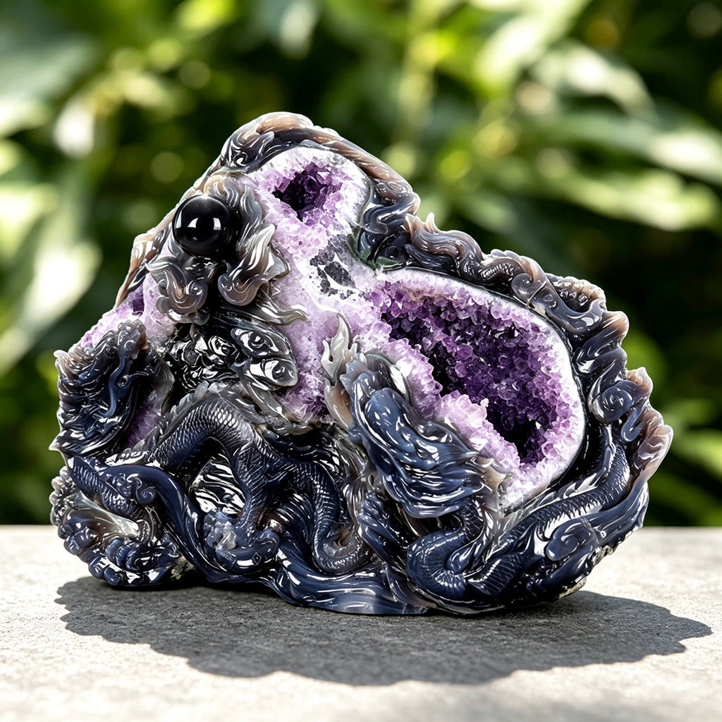 13.0" Druzy Agate Geode Carving  #GDC0004
