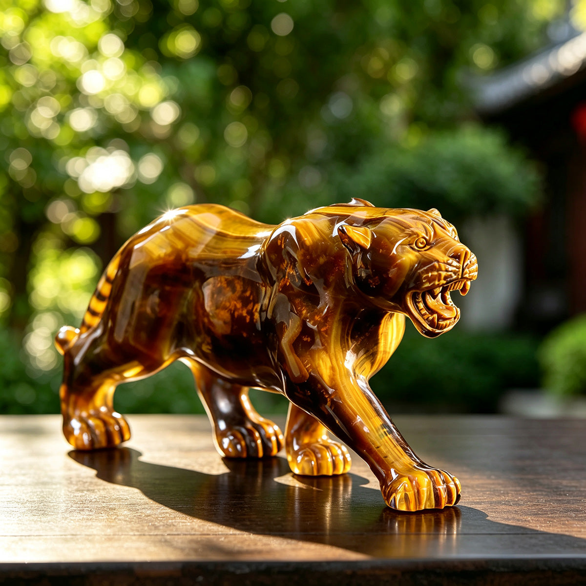 10.8" Tiger Eye Leopard Carving  #CTC0007