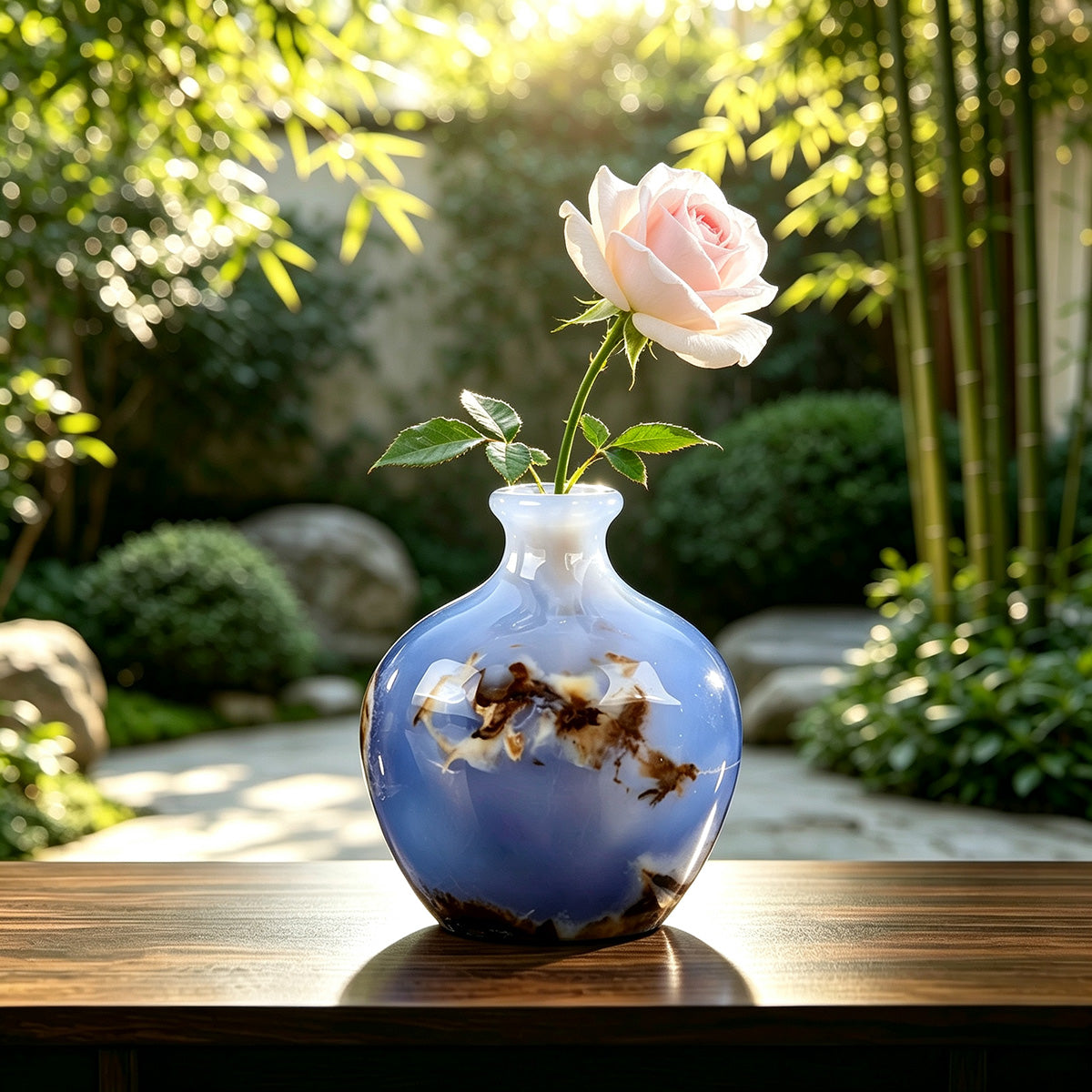 2.9" Blue Chalcedony Vase Carving  #CHA0001
