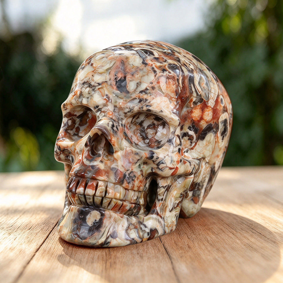 4.5" Coin Agate Crystal Skull Carving  #SKH45025