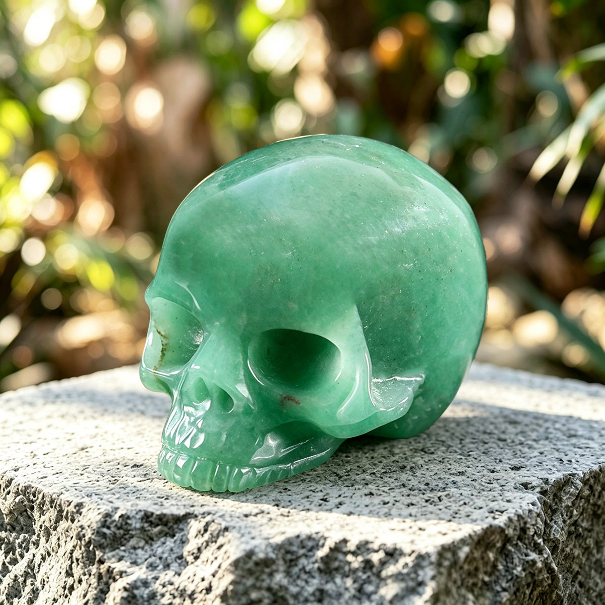 3.0" Green Aventurine Jawless skull Carving  #CSC0014
