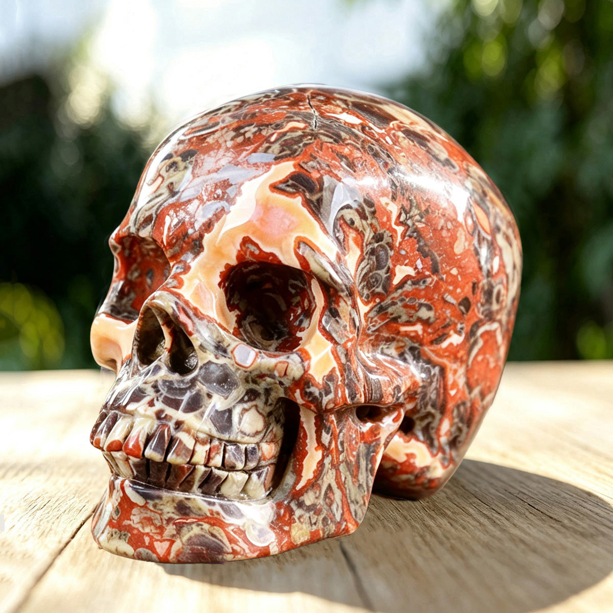 4.5" Coin Agate Crystal Skull Carving  #SKH45008