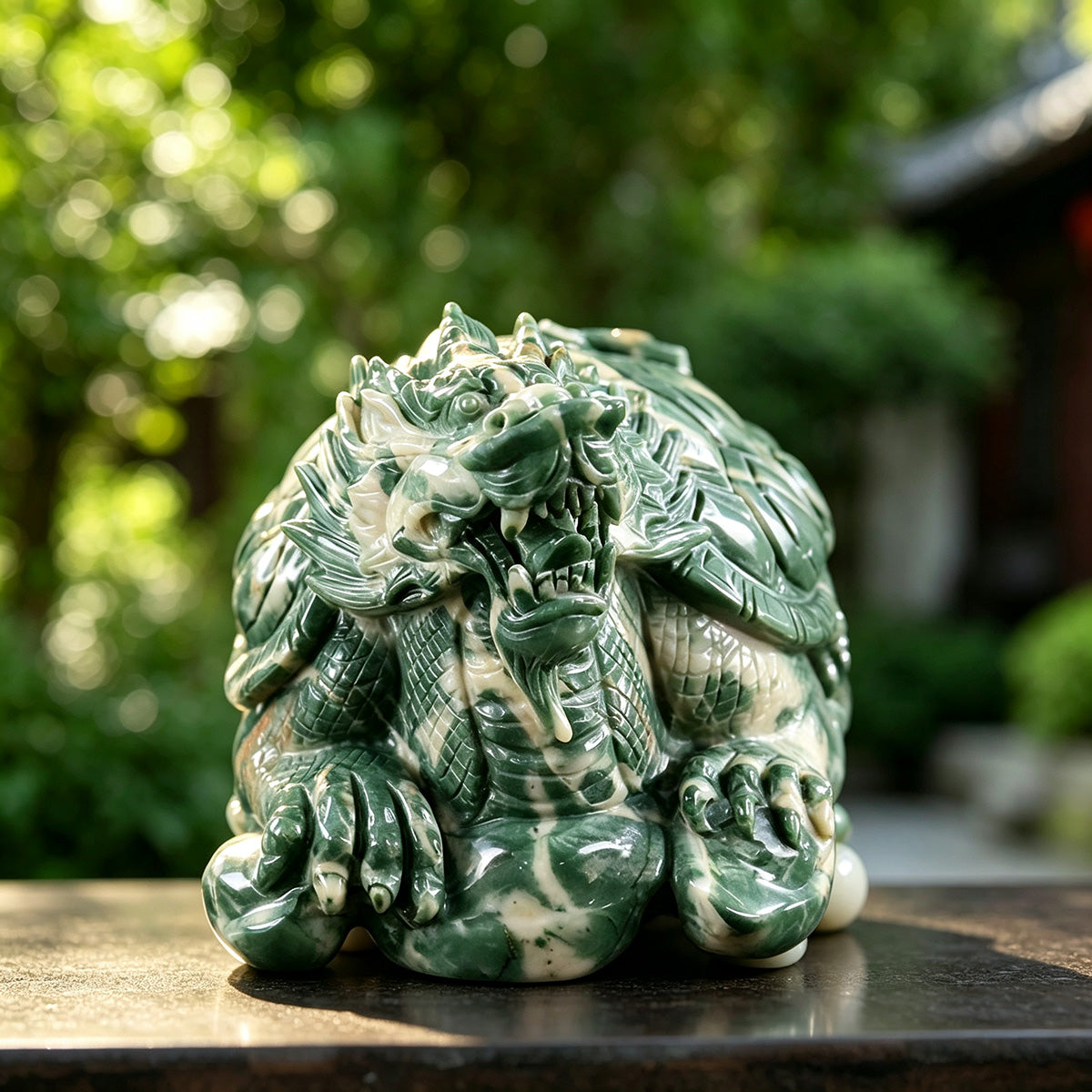 6.2" Jiulong Jade Dragon Turtle Carving  #CTC0018