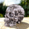 4.5" Black Crazy Agate Crystal Skull Carving  #SKH45015