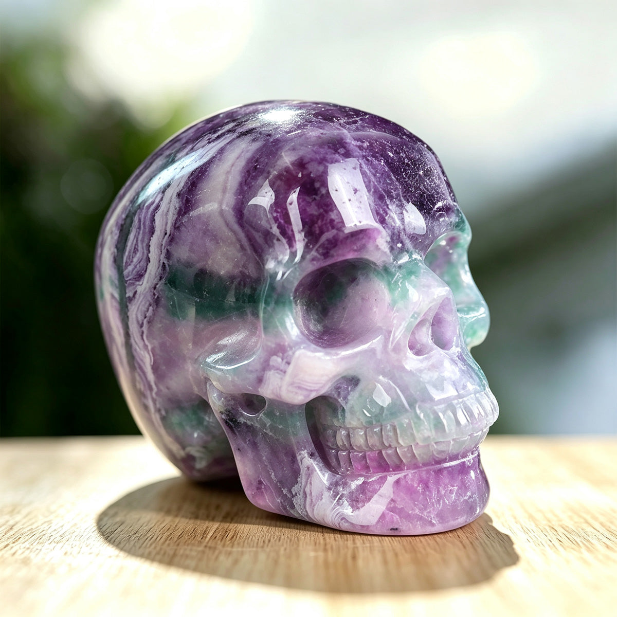 3.0" Colorful Fluorite Crystal Skull Carving  #SKHGF3001