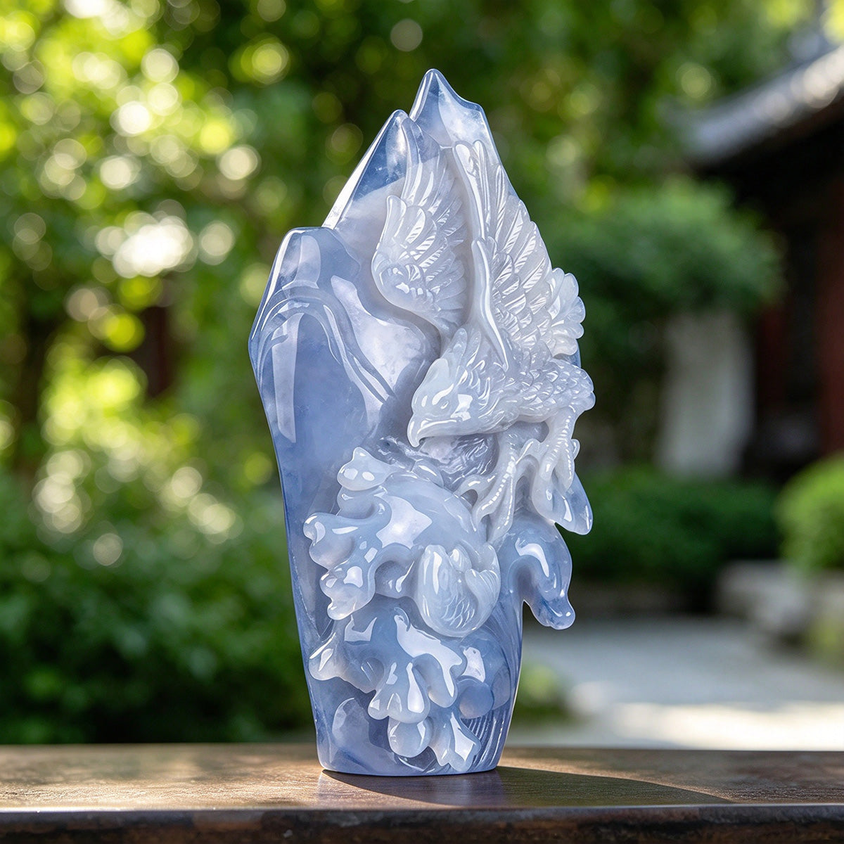 7.7" Blue Chalcedony Crystal Eagle Carving  #CTC0070