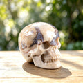 2.2" Blue Flower Agate Human Skull Carving  #SKH22003