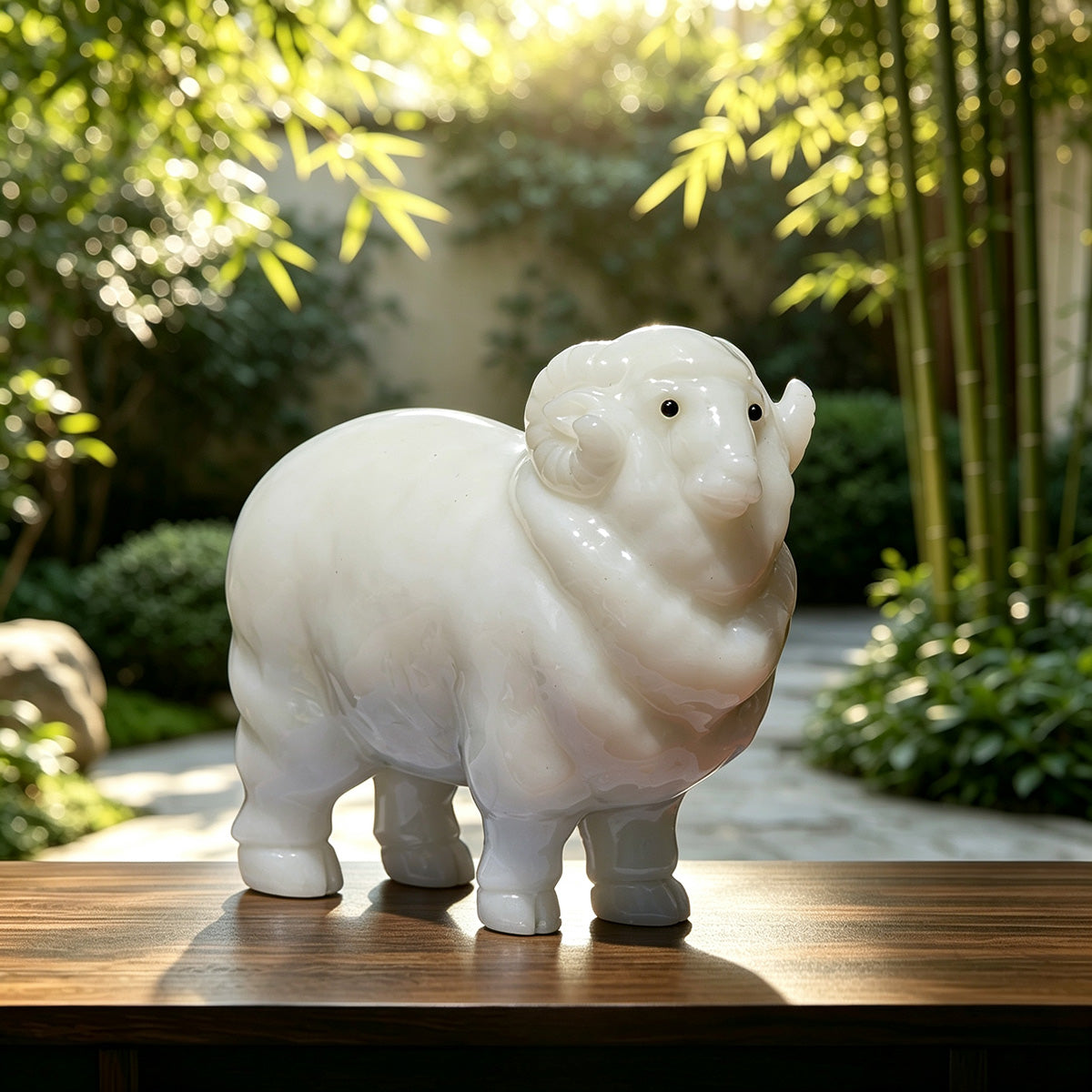3.5" White Jade Sheep Carving  #CHA0016