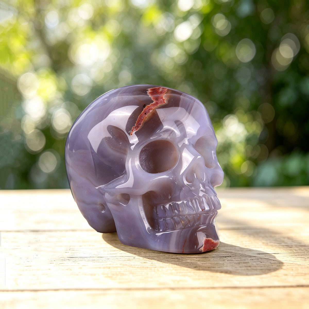 2.2" Solid Volcanic Agate Crystal Skull Carving  #SKH22048