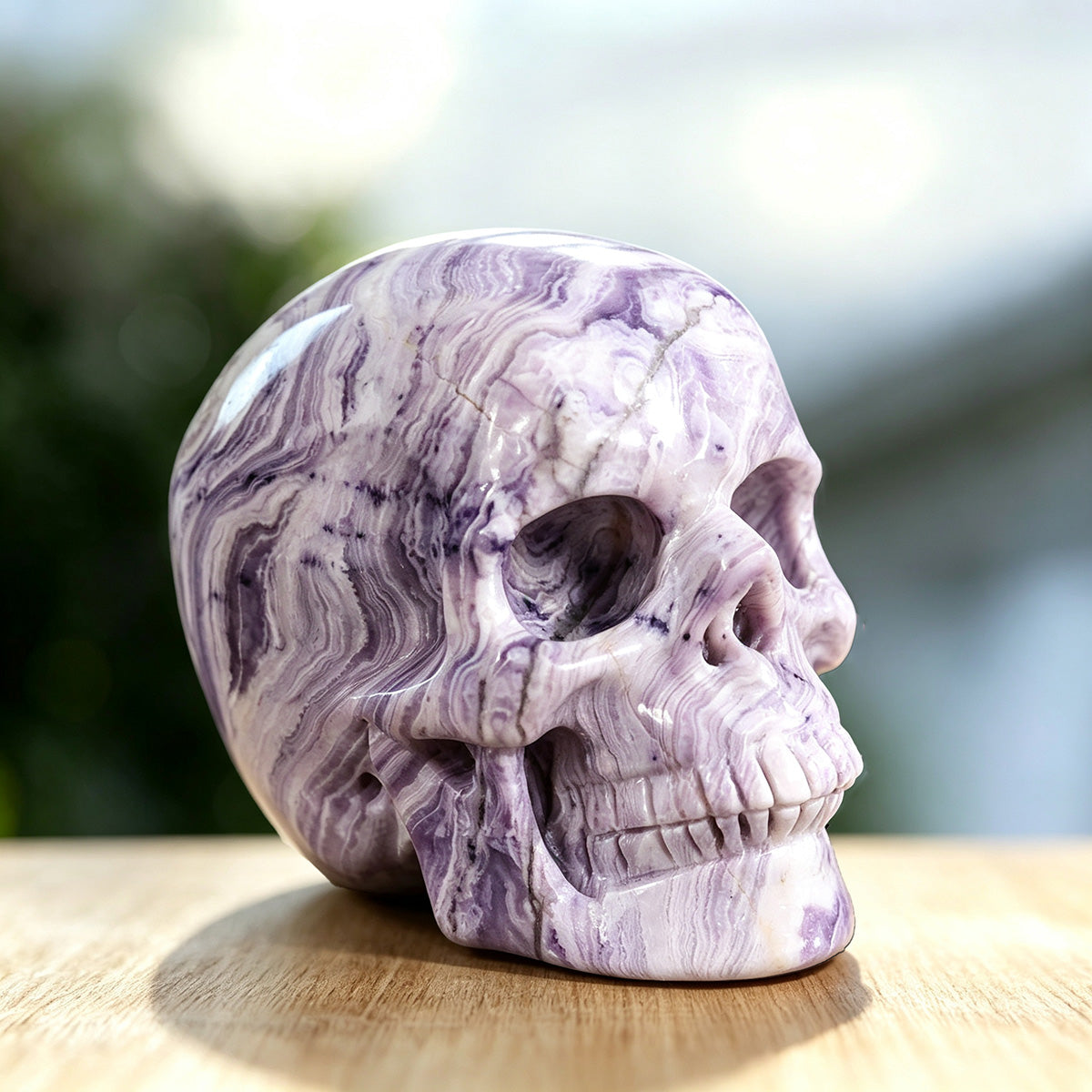 3.0" Purple Malachite Human Skull Carving  #SKH30007