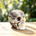 2.2" Red Crazy Lace Agate Human Skull Carving  #SKH22005