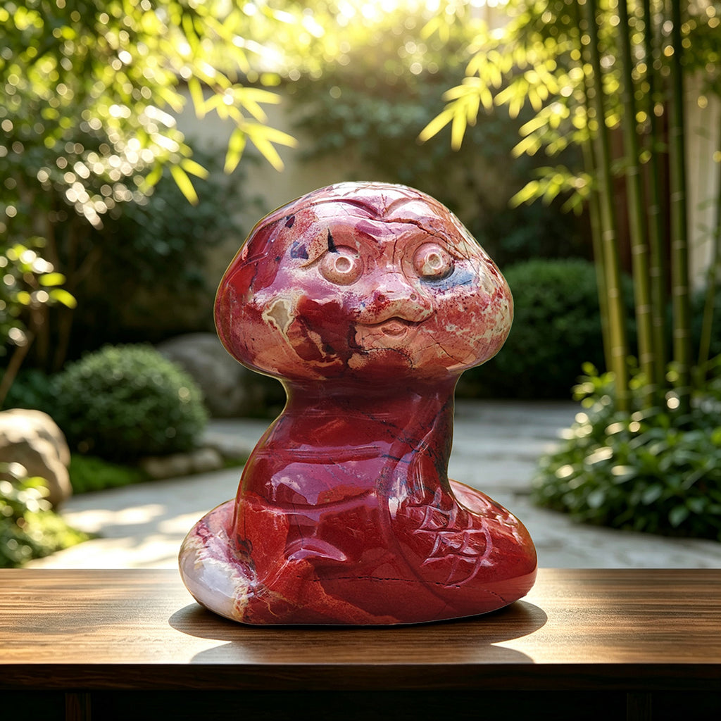 2.0" Red Jasper Snake Carving  #CHA0011