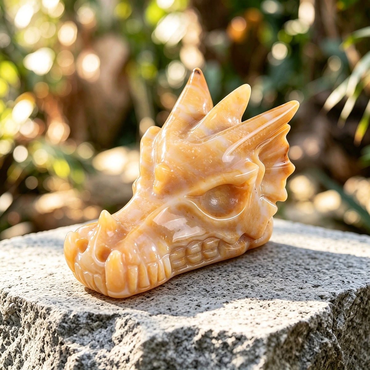 3.0" Chalcedony Jasper Dragon Skull Carving  #CSC0005