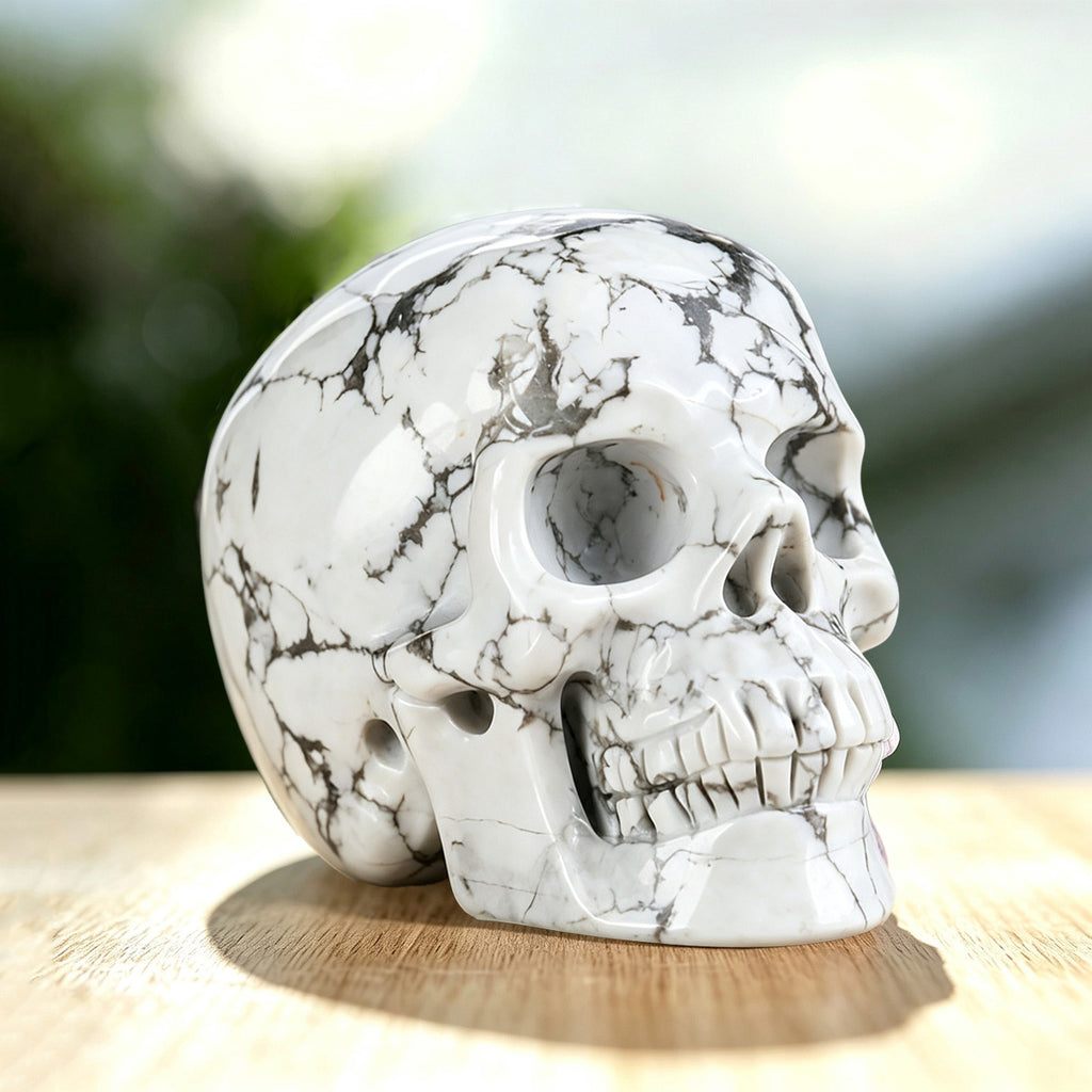 3.0" Howlite Crystal Skull Carving  #SKH30051