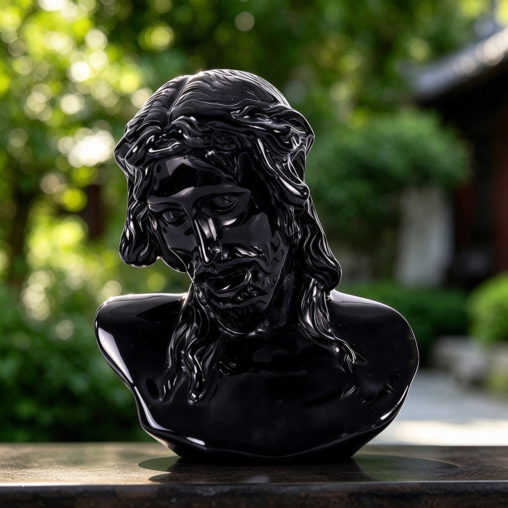 4.2" Black Obsidian Christ Carving  #CTC0054