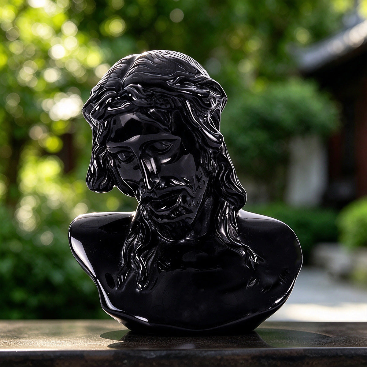 4.2" Black Obsidian Christ Carving  #CTC0054