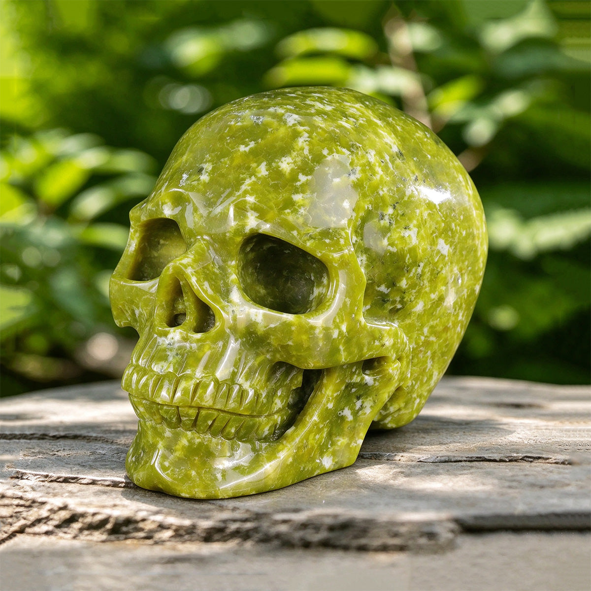 8.0" Serpentine Jade Crystal Skull Carving  #SCS0025