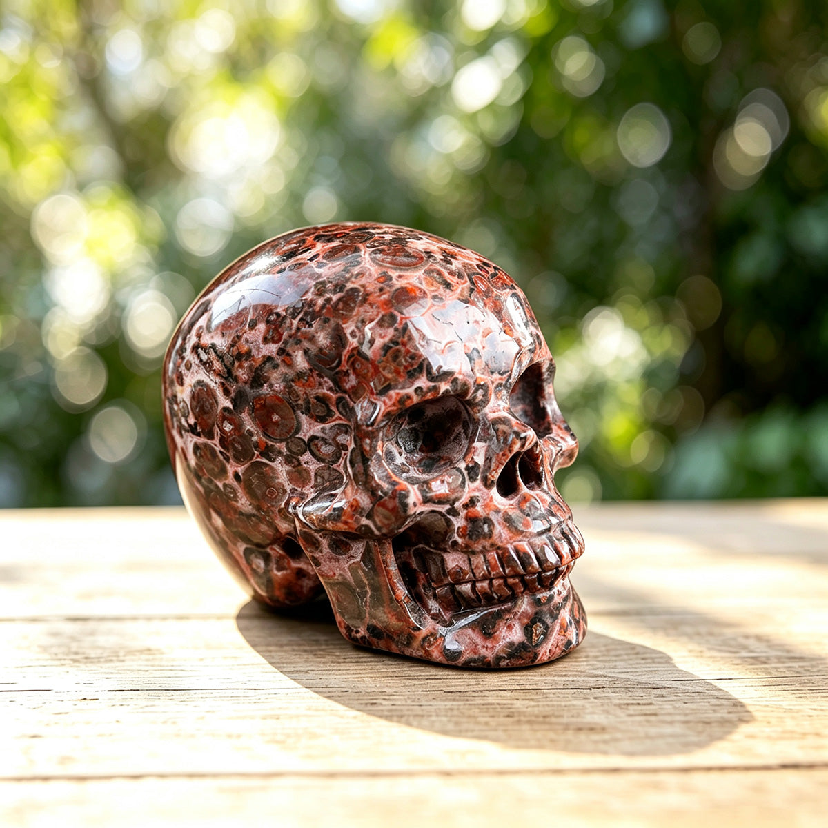 2.2" Leopard Skin Jasper Crystal Skull Carving  #SKHRLS2201