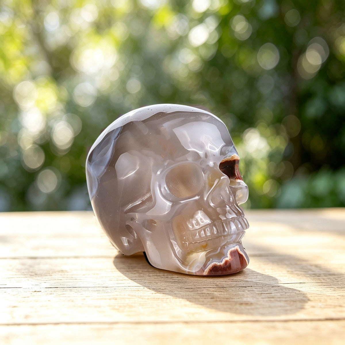 2.2" Volcanic Agate Human Skull Carving  #SKH22014