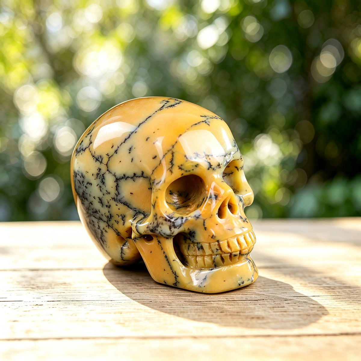 2.2" Yellow Opal Crystal Skull Carving  #SKHYO2201