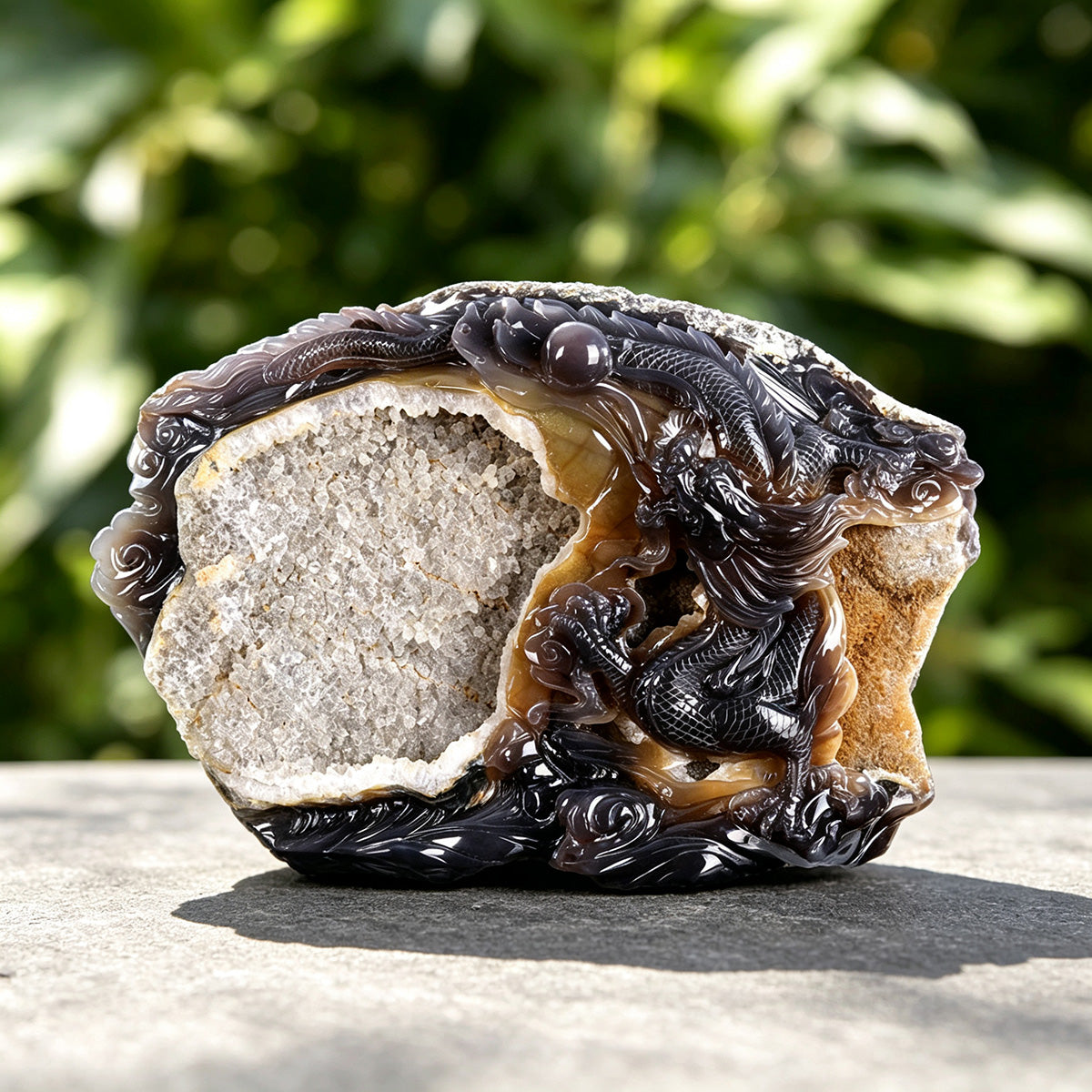 14.2" Druzy Agate Geode Carving  #GDC0005