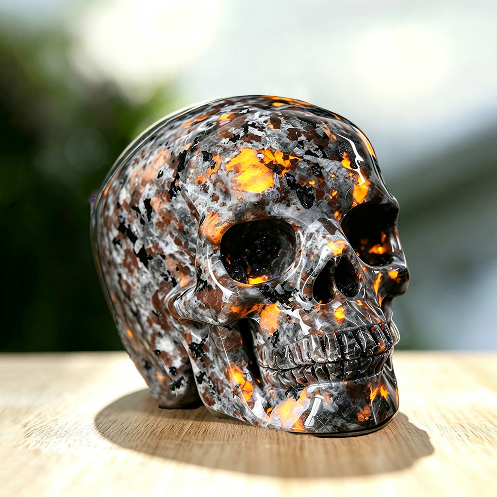 3.0" Yooperlite Human Skull Carving  #SKH30014