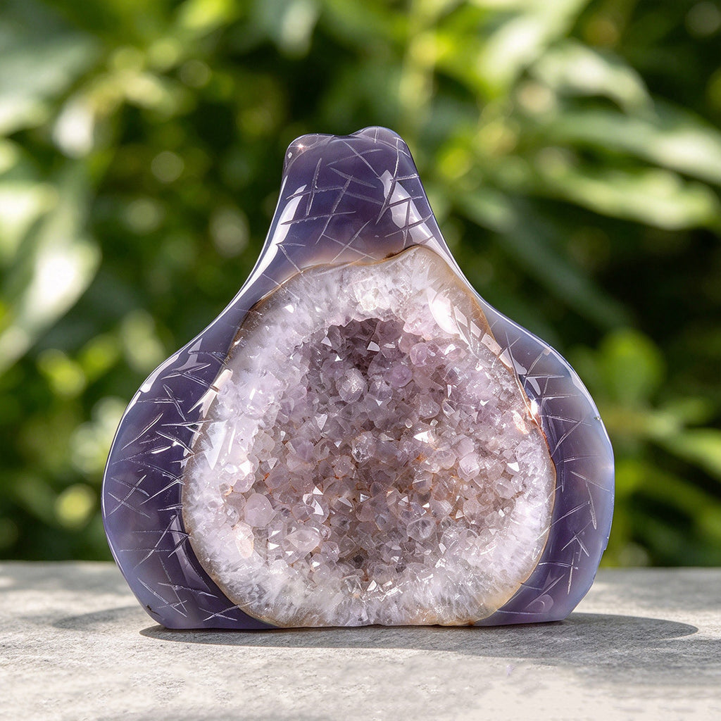 6.0"Geode Agate Snake Head Carving  #GDC0026