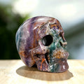 3.0" Fluorite Human Skull Carving  #SKH30022