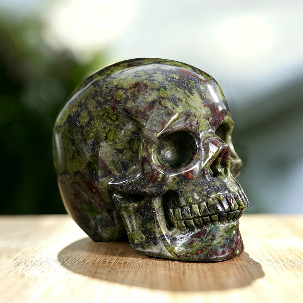 3.0" Dragon Blood Jasper Crystal Skull Carving  #SKH30055