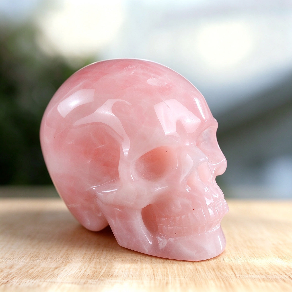 3.0" Rose Quartz Crystal Skull Carving  #SKH30112