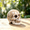 2.2" Coral Fossil Jade Human Skull Carving  #SKH22011
