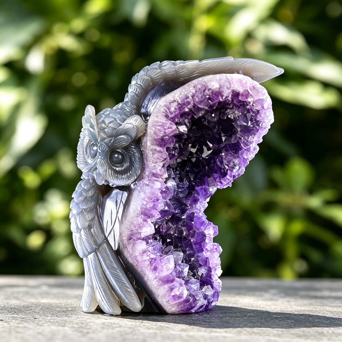 4.6" Druzy Agate Geode Carving  #GDC0012