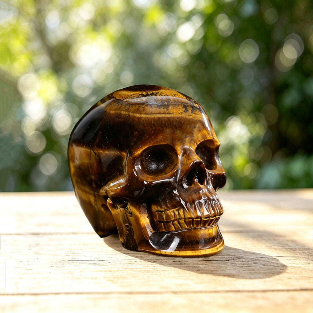 2.2" Tiger Eye Crystal Skull Carving  #SKH22040