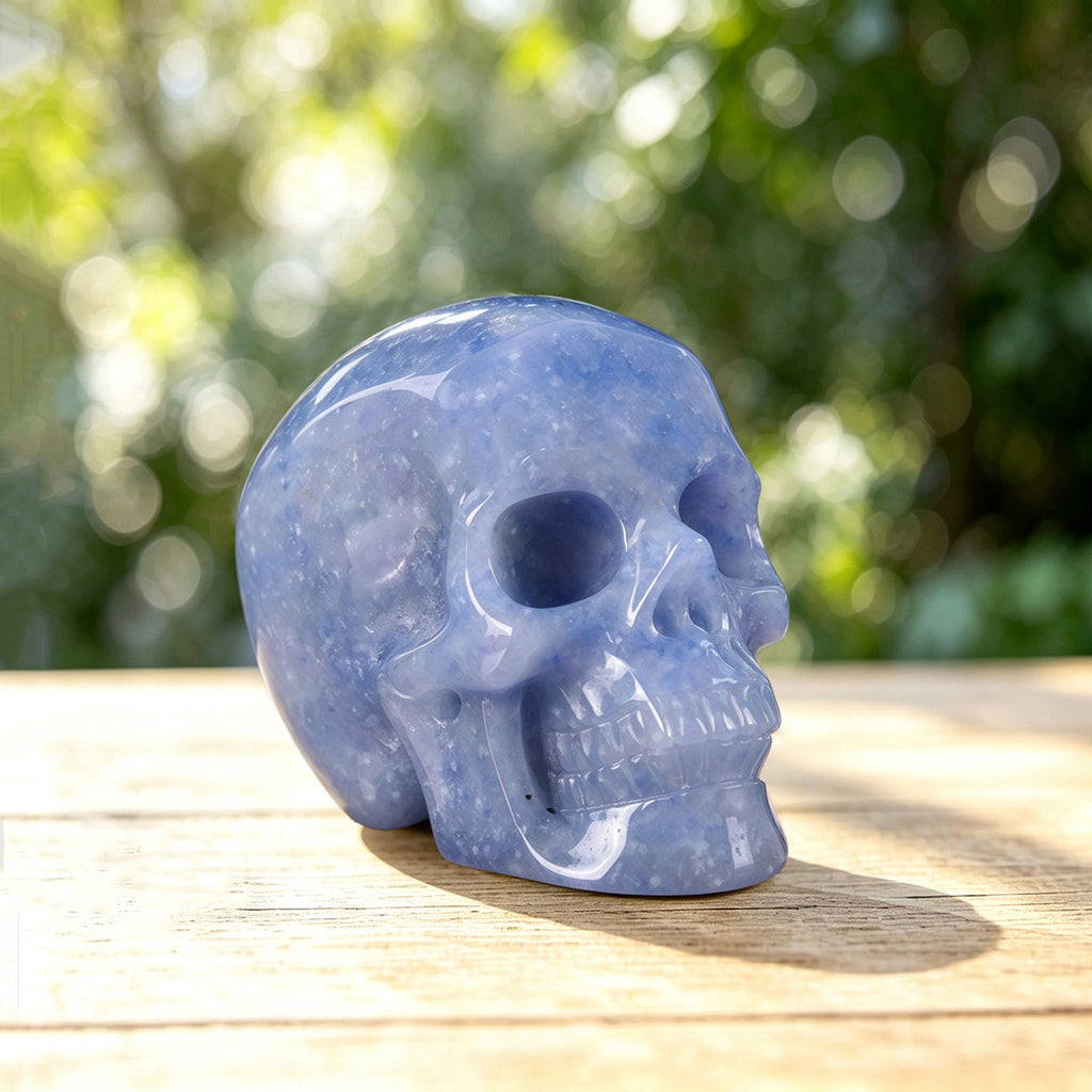 2.2" Blue Aventurine Crystal Skull Carving  #SKH22061