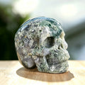 3.0" Moss Agate Crystal Skull Carving  #SKH30048