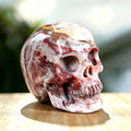 3.0" Red Crazy Lace Crystal Skull Carving  #SKHRC3001